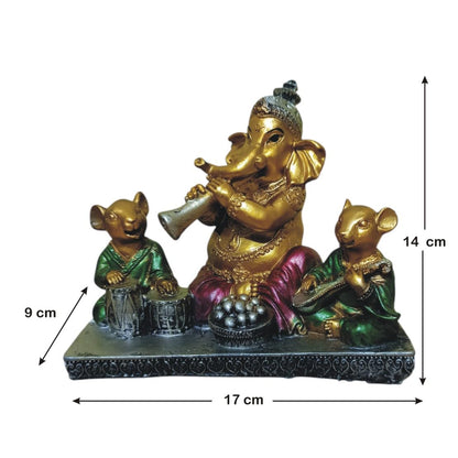 Ganesha Ganesh Ganpati Gajanan Statue Idol Murti Gift Item Decorative Showpiece Multicolor Polyresin Pack of 1 (B013)