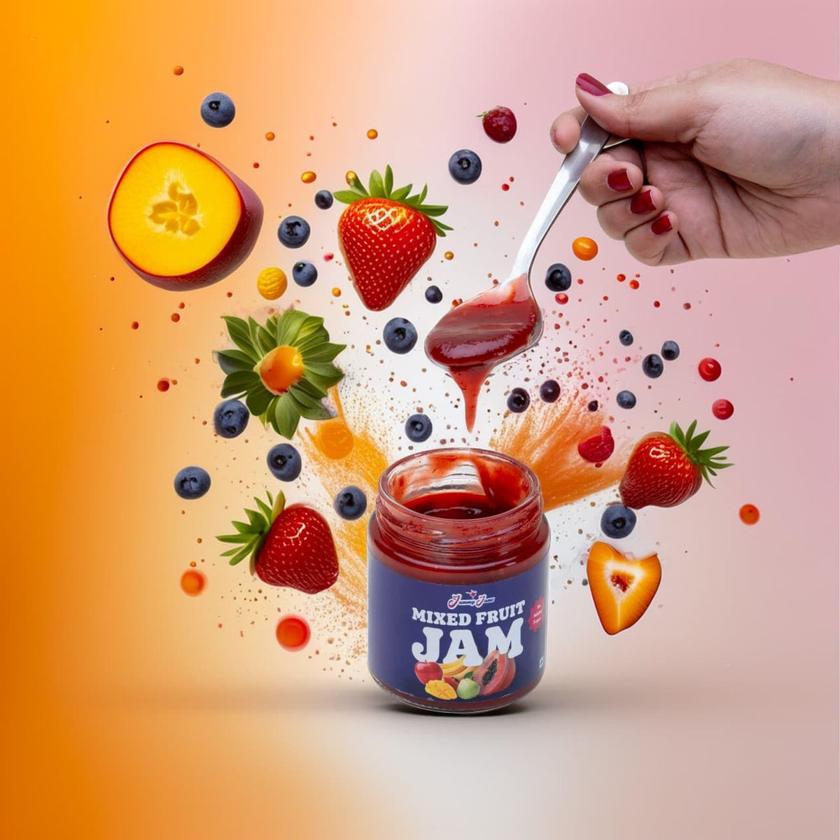 Jammy Jams Mixed Fruit Jam | Made With Fruit Pulp | Breakfast Spread - 200g
