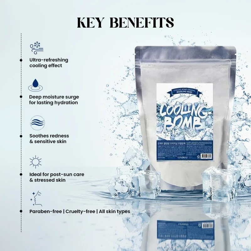LINDSAY Cooling Bomb Original Modeling Mask (330g) | Up to 12 Uses | Ultra-Refreshing Cooling Mask for Hydration, Soothing & Skin Revitalizing