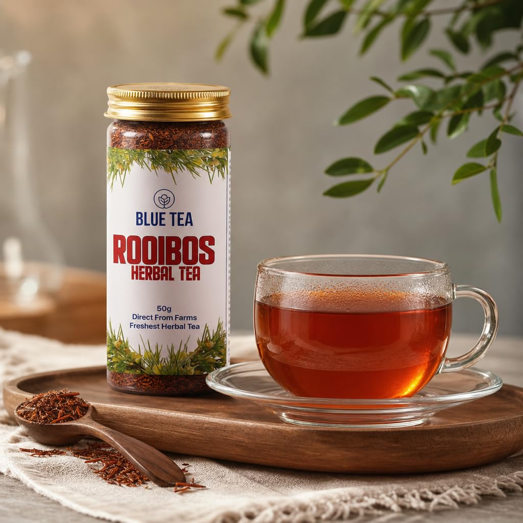 BLUE TEA - Rooibos Tea - 50gm - 50 Cups | ANTIOXIDANT RICH | Weight Management - Flower Based - Detox Tea - Herbal Tea | Pet Jar Packaging