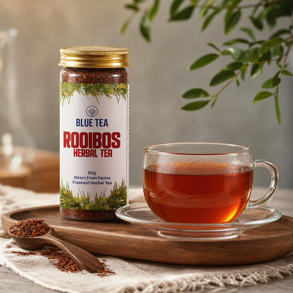 BLUE TEA - Rooibos Tea - 50gm - 50 Cups | ANTIOXIDANT RICH | Weight Management - Flower Based - Detox Tea - Herbal Tea | Pet Jar Packaging