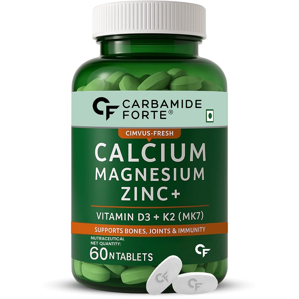 Carbamide Forte Calcium And Vitamin D3 Tablets | Calcium Tablet | Calcium Magnesium Zinc Supplement With Vitamin D3 + K2 MK7 To Support Bones health, Joints & Immunity - Veg 60 Tablets