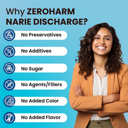 ZEROHARM Narie White Discharge Capsules for Women | Nano formulated Cranberry, D-Mannose, Hibiscus & Probiotics | Vaginal Discharge Capsules | Supports pH Balance, Intimate Odour Control | 60 Capsules