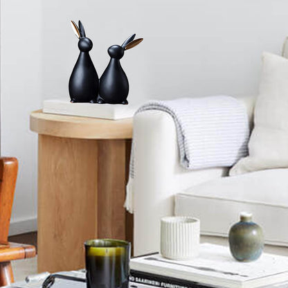 Resin Rabbit Figurines for Home Decoration (Pack of 1, Black)
