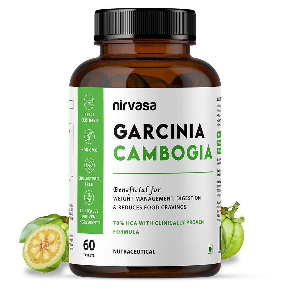 Nirvasa Garcinia Cambogia Tablets (800mg) with Green Tea | 70% HCA Weight Management Suppliment for Men & Women | 60 Tablets