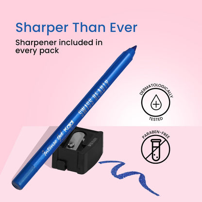 Swiss Beauty Intense Gel Kajal with Sharpener | 12-Hour Stay | Waterproof | Smudge-Proof | Creamy Texture | Highly Pigmented | Multi-Use Eye Pencil | 1.2g, Shade- Royal Blue