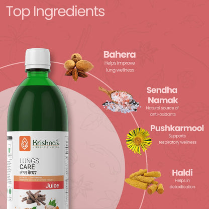 KRISHNA'S HERBAL & AYURVEDA Lungs Care Juice 1000 Ml | Lungs Cleaner For Detoxification And Supports Respiratory System