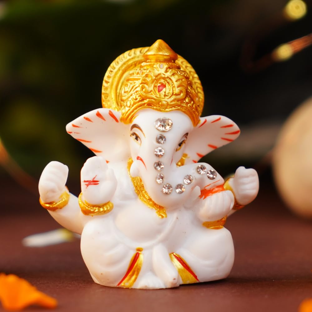 Ganesh Ji Murti 2.5" (Mangal Ganesh) Idol Statue Decorative Showpiece for Car Dashboard & Home Gifting, idol
