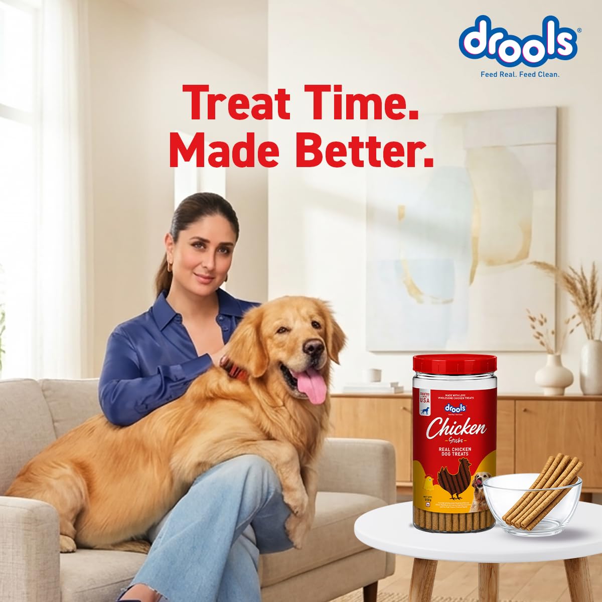 Drools Real Chicken Flavor Dog Treat Sticks, Delicious Training & Reward Treats for Dogs, 500g
