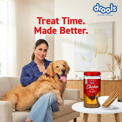 Drools Real Chicken Flavor Dog Treat Sticks, Delicious Training & Reward Treats for Dogs, 500g