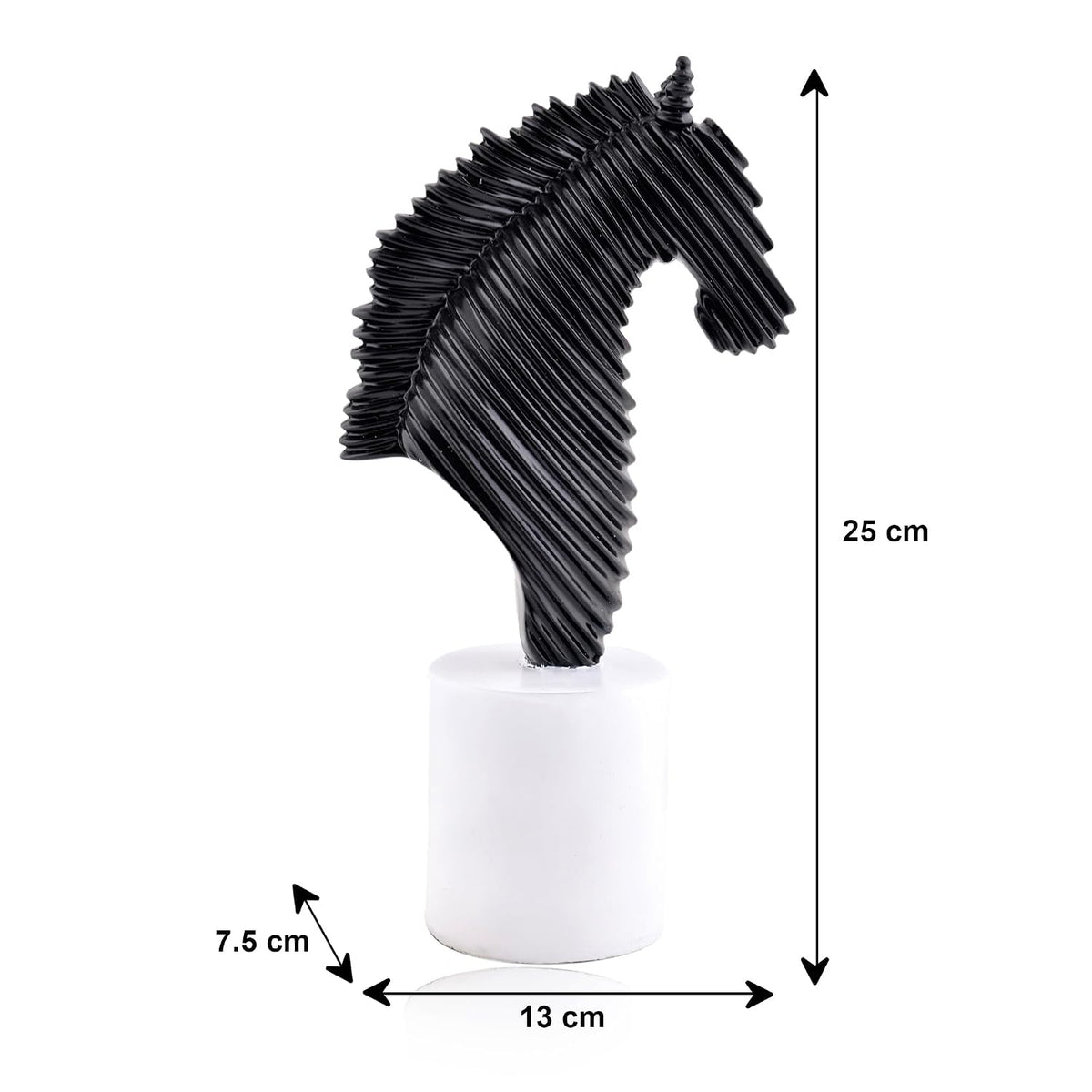Modern Abstract Black Horse Head Figurine | Resin Home Decor Accent | Unique Art Piece for Living Room, Office, or Shelf | Sleek and Contemporary Design - Black