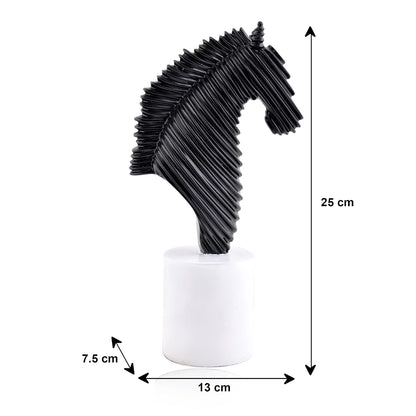 Modern Abstract Black Horse Head Figurine | Resin Home Decor Accent | Unique Art Piece for Living Room, Office, or Shelf | Sleek and Contemporary Design - Black