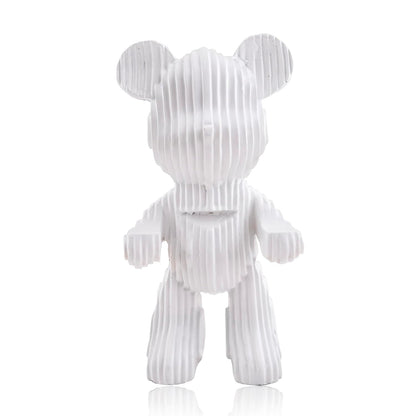 Modern Abstract Bear Figurine | Resin Home Decor Accent | Contemporary Art Piece | Unique Decor for Living Room, Office, or Shelf | Creative Gift Idea (White)