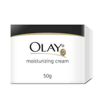 Olay moisturizing cream packaging on a white background