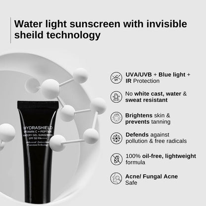 The Formularx Hydrashield Sunscreen SPF 50 PA++++ with Vitamin C & Peptide | For Oily, Acne, & Fungal Acne Prone Skin | Broad Spectrum UV & Blue Light Protection | Lightweight, No White Cast, Water & Sweat Resistant | 50g