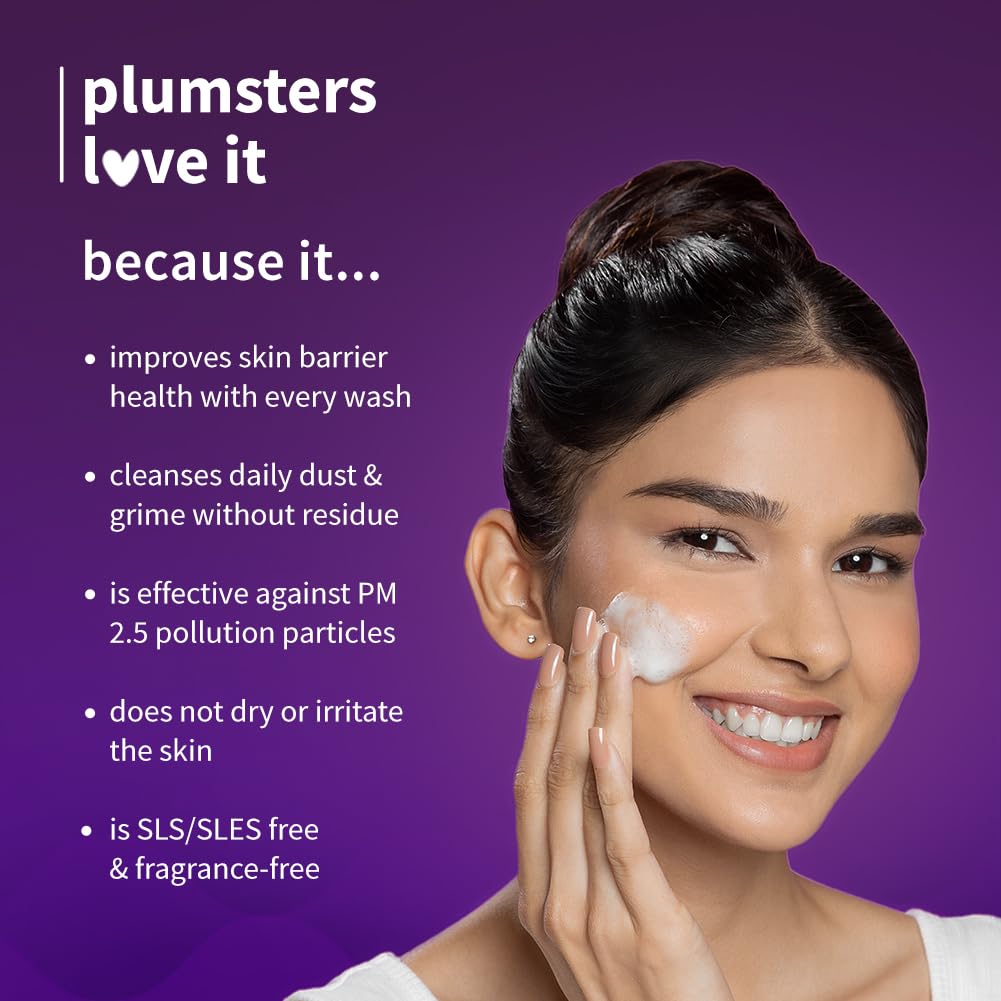Plum CeraSenseTM Barrier Care Face Wash with Acai & 1% NMF | 100ml | Gentle face wash | For Dry Skin, Normal Skin & Sensitive Skin | Soap-Free Paraben-Free | For Sensitive Skin