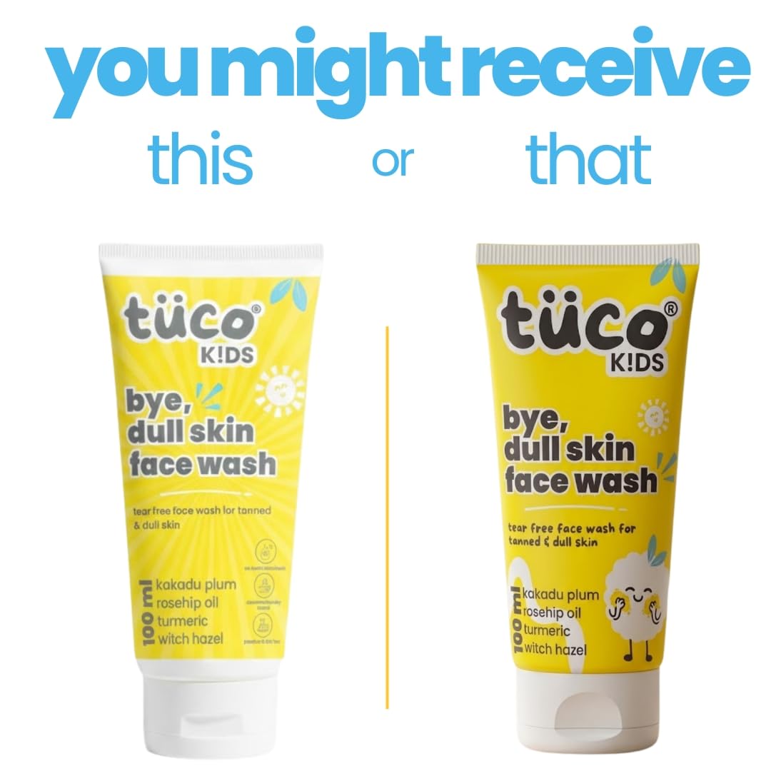 Tuco Kids Face Wash, Brightens Dull Skin, Turmeric & Kakadu Plum, 100g | pH balanced, Tear-Free, sulphate & paraben free. Brightening cleanser for babies, girls & boys 2-15 years. Clears dull skin