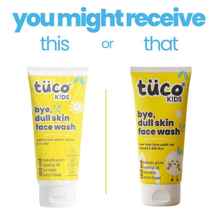 Tuco Kids Face Wash, Brightens Dull Skin, Turmeric & Kakadu Plum, 100g | pH balanced, Tear-Free, sulphate & paraben free. Brightening cleanser for babies, girls & boys 2-15 years. Clears dull skin