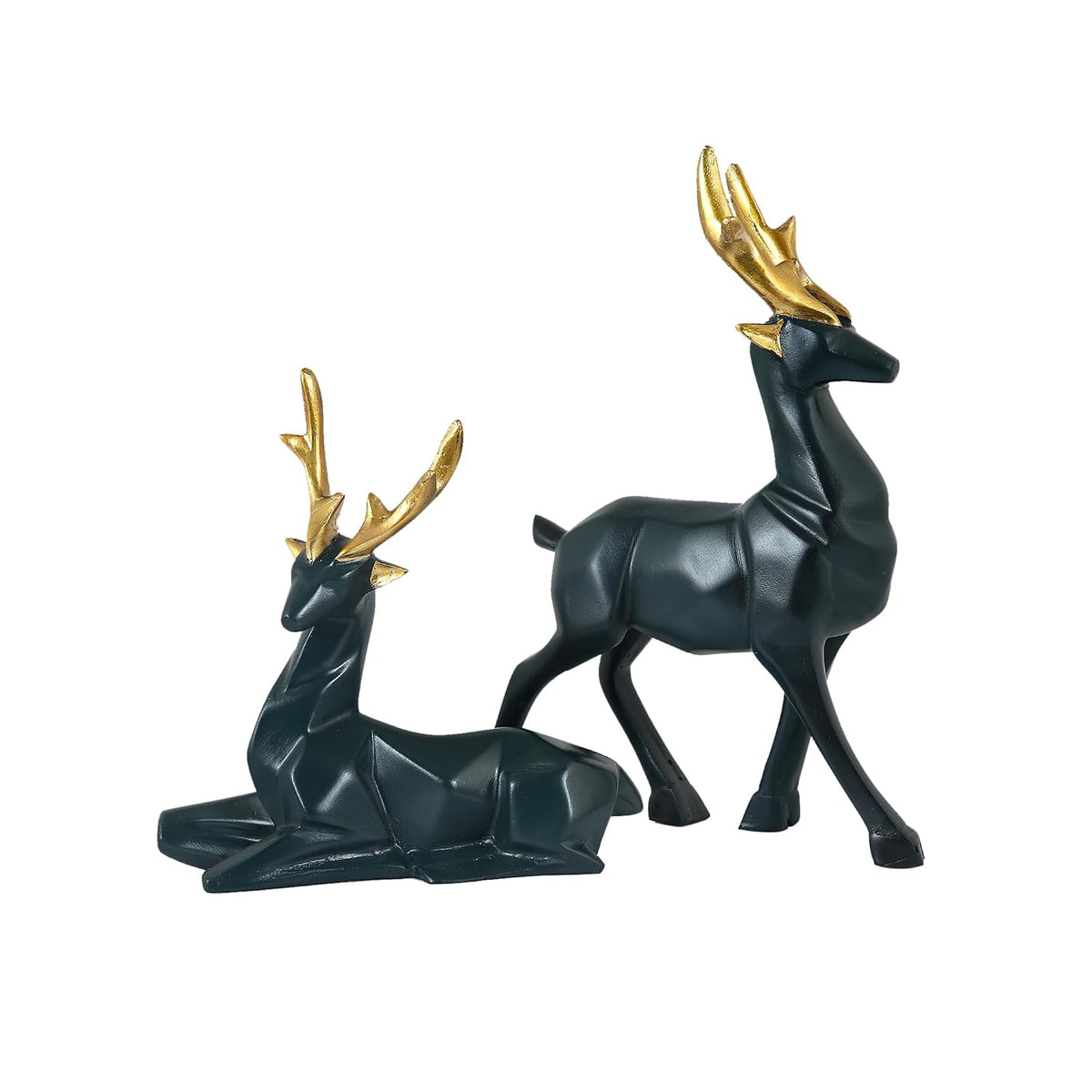 Resin Cute Deer Showpiece - Artifacts for Home Decor Living Room, Decorative Items for Tv Unit, Center Table (Black-7'')
