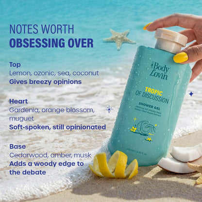 Plum BodyLovin’ Tropic Of Discussion Shower Gel | Firming & Tightening Body Wash | Hibiscus Oil, Prickly Pear Water & Red Algae Extract | Fresh Tropical Fragrance | 250 ml