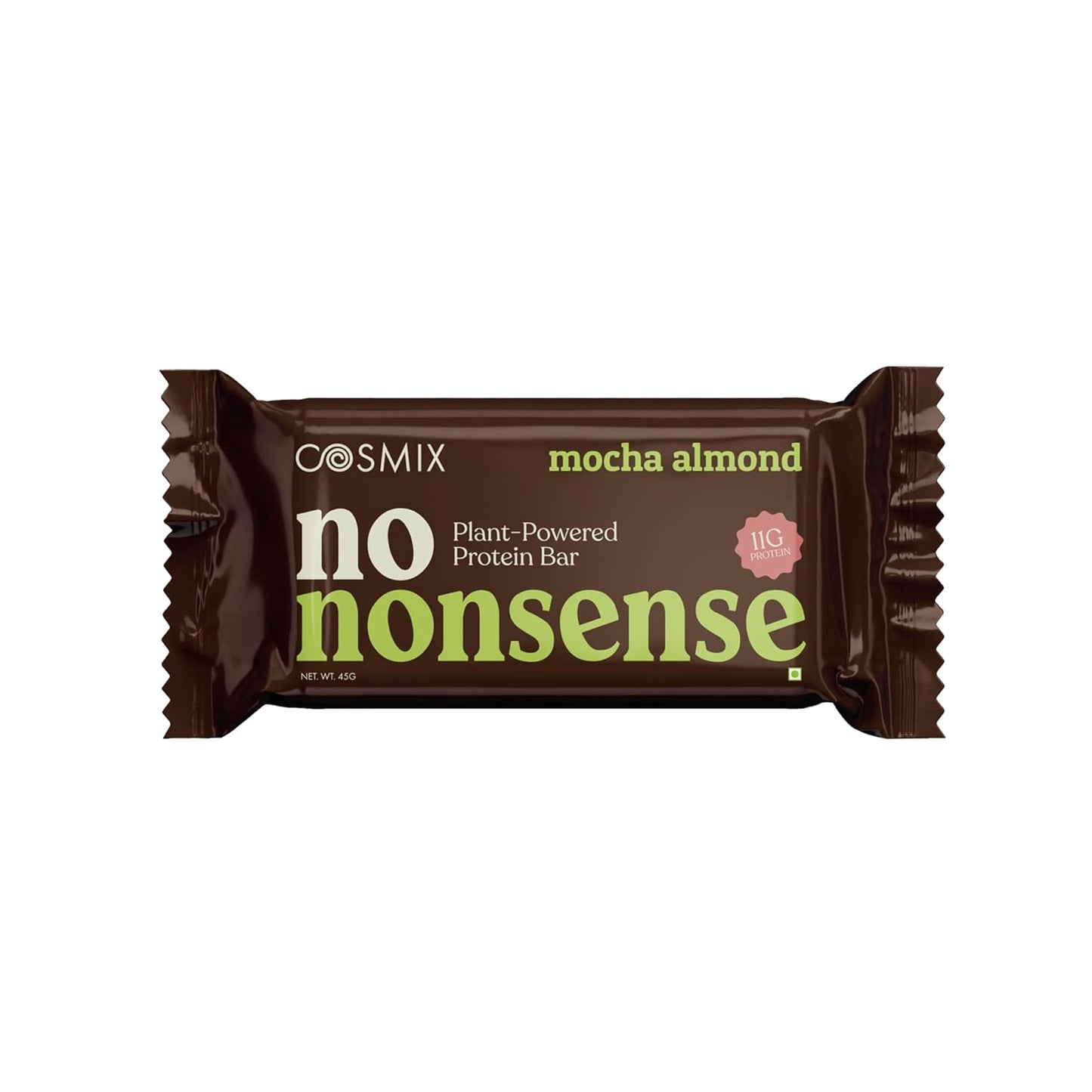 Cosmix No-Nonsense Protein Bar | Mocha Almond | 11g Complete Plant Protein + 6g Fibre | No Added Sugar or Preservatives | Gluten & Lactose-Free, Gut-Friendly | 45g Bar
