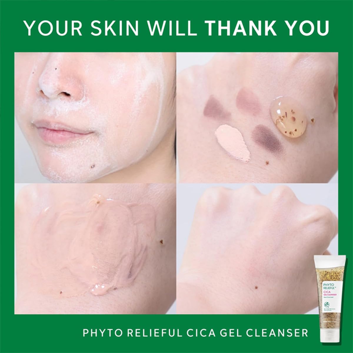 THANKYOU FARMER Phyto Relieful Cica Gel Cleanser (120 ml) Korean Daily Face Wash for Sensitive & Acne-Prone Skin, Soothing Cica Leaf & Botanical Extract Gel Face Cleanser, pH-Balanced, Gentle, Hydrates & Removes Impurities, Reduces Redness