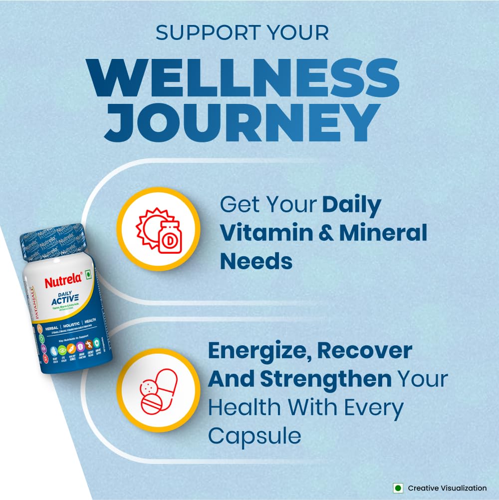Nutrela Multivitamin by Patanjali | 30 Veg Tablets | With Vitamins, Minerals, Natural Extracts & Amino Acids | Daily Wellness Supplement for Men & Women