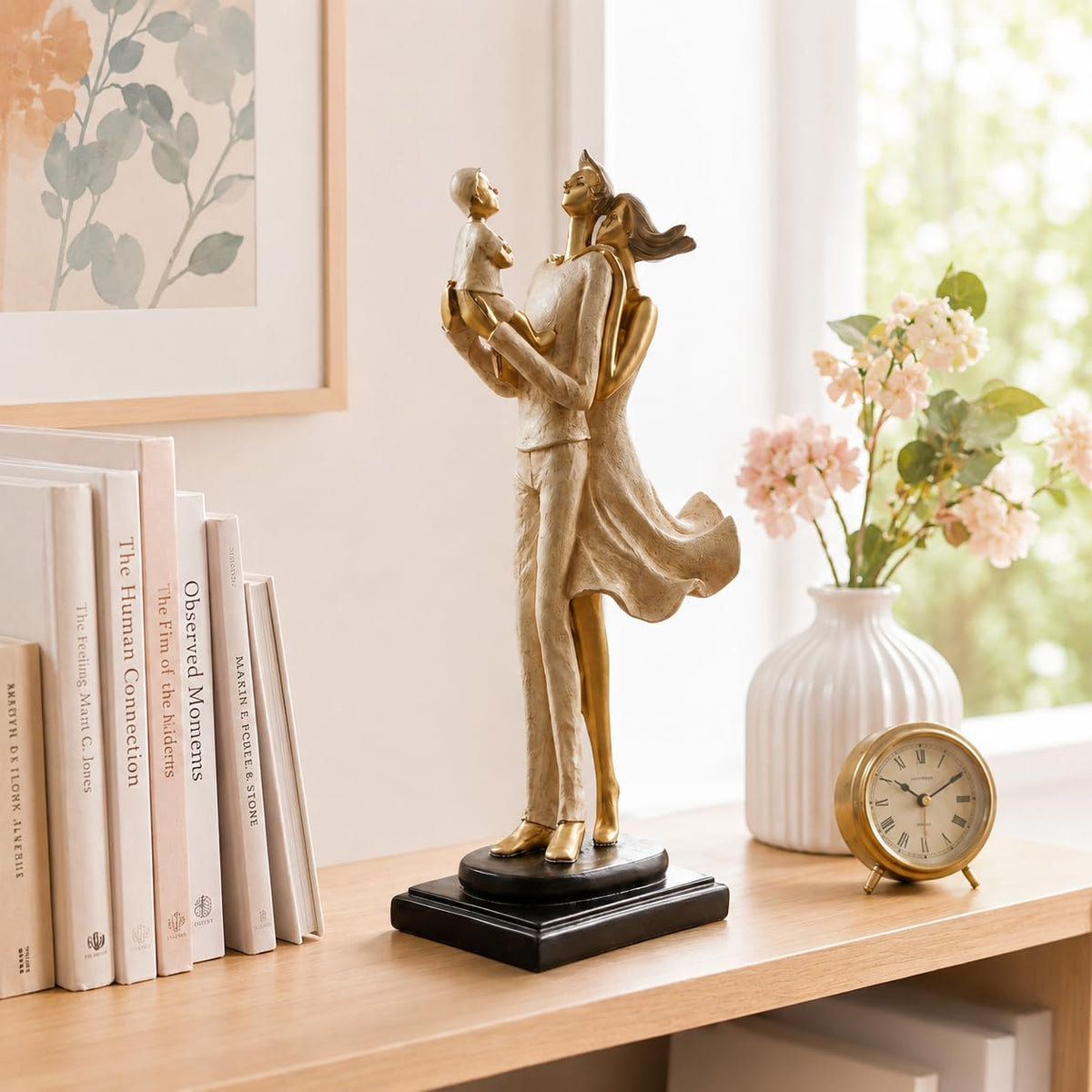 Stylish Modern Eleganct Couple Resin Romantic Figurine Statue for Home Decor (Pack of 1, Golden Brown)