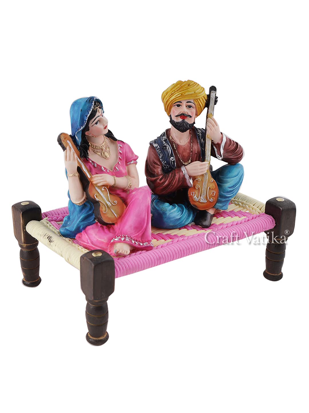 Resin Couple Idol, 11 x 9.5 x 6.5 Inches, Multicolour, Idol