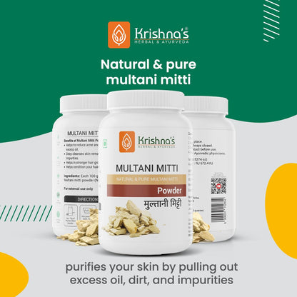 Krishna's Multani Mitti Powder - 100 g | Preservative Free | Natural Powder For Face Pack | Hair Care Pack
