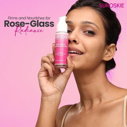 Suroskie Rose Glass Skin Moisturizer 50Ml | Enriched With Collagen, Ceramides & Polyglutamic | 4 In 1 Moisturizer, Glowing, Hydrating & Refreshing Skin | All Skin Types | Skin Care For Women