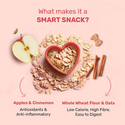 Yummy in My Tummy by HUFT Apple & Cinnamon Dog Biscuits – 800 gm | 100% Vegetarian Crunchy Treats for Puppies & Adult Dogs | Made with Real Ingredients | Healthy Training Snack for All Breeds