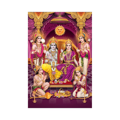 Ram Darbar Paintings for Living room, Ram Darbar Poster Big Size with Sparkle Coated Lamination - 2112 (Self Adhesive) 18x24 Inch