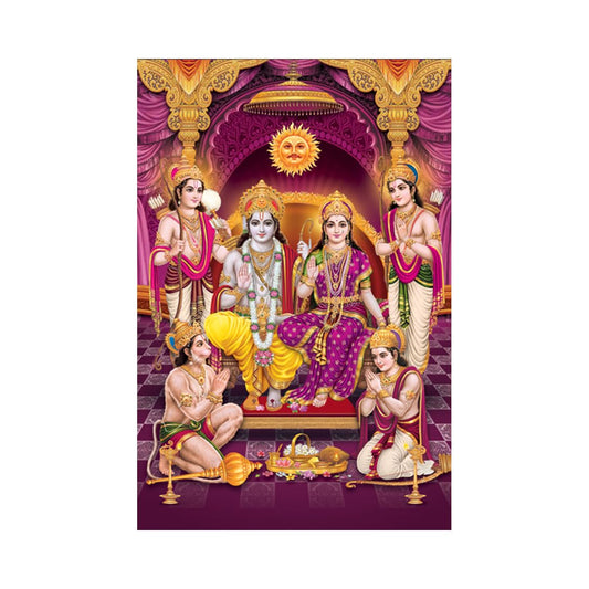 Ram Darbar Paintings for Living room, Ram Darbar Poster Big Size with Sparkle Coated Lamination - 2112 (Self Adhesive) 18x24 Inch