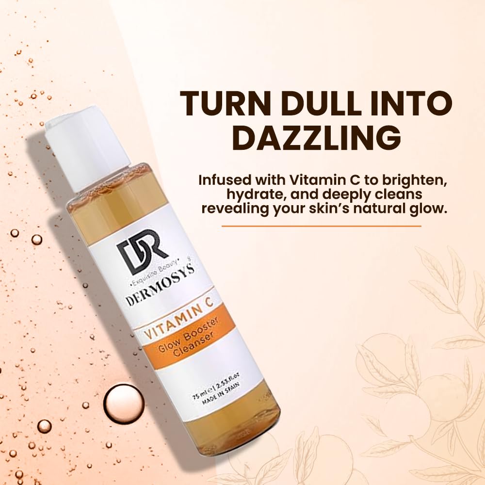 Dermosys Vitamin C Face Wash for Women & Men | Brightening & Oil Control | Glowing Skin Vit C Cleanser for Oily Skin | With AHA | Sulphate & Paraben Free | Daily Use - 75ml