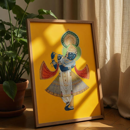 Lord Shree Nath ji Wall Painting with Wooden Frame | Traditional Shree Nath ji Artwork HD UV Laminated MDF Wall Decor | Spiritual Hindu God Wall Art for Living Room Bedroom Temple Decor