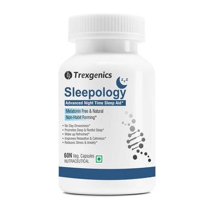 Trexgenics Sleepology sleep aid bottle on a white background