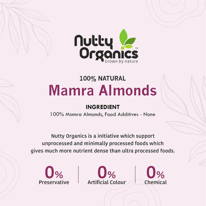 Nutty Organics Almonds Mamra - 500 GM (Grade A ++ Nuts, Premium, Rich In Oil) Richest Natural Source of Vitamins, Magnesium & Protien | Special Mamra Badam Giri
