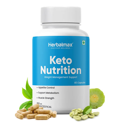 Herbal Max Keto Nutrition Weight Management | Supports Effective Weight Loss, Fat Burning, Belly Fat Reduction, Ketosis & Energy Boost – 60 Veg Capsules | For Men & Women