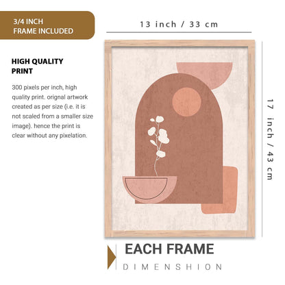 Boho Art Home Decoration Modern Paintings With Frame For Living Room Bed Room Hotel Wall Decor Digital Reprint Set of 3 (13x17 inch)