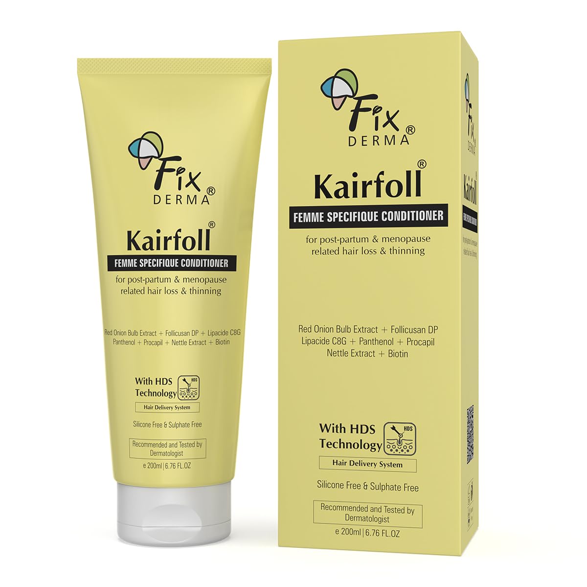 Fixderma Kairfoll Femme Specifique Conditioner for Post-Partum & Menopause Related Hair Loss | Red Onion Conditioner with Castor Oil for Hair Growth | Hair Conditioner - 200 ml