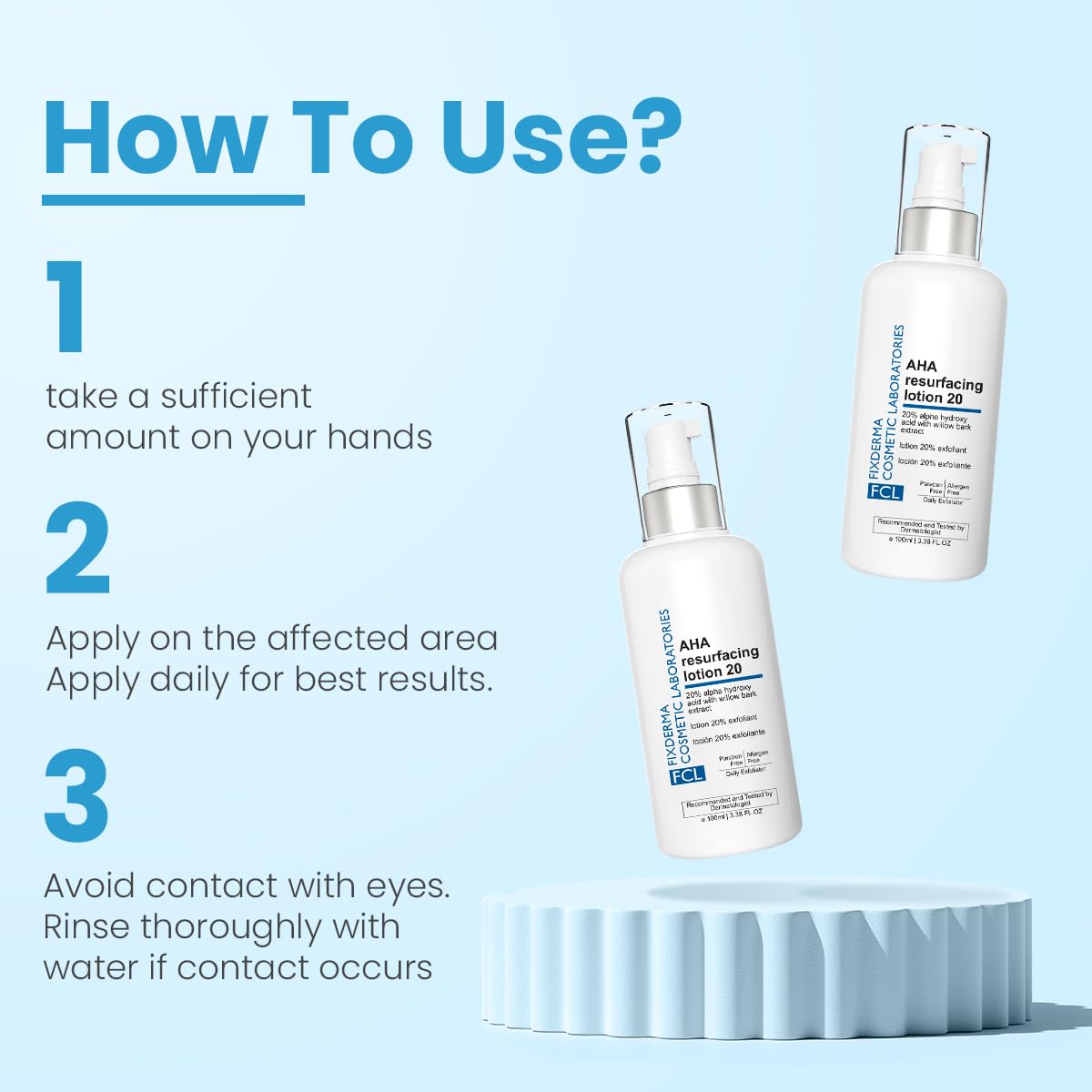 FCL Glycolic Acid AHA 20 Lotion For Body And Face | Dead Skin Remover | Paraben Free AHA Exfoliating Lotion For Dry, Itchy And Rough Skin - 100ml