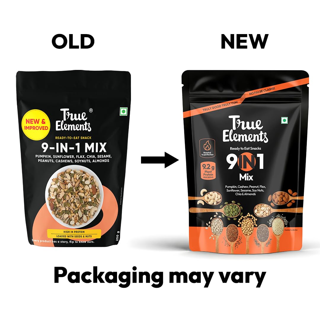 True Elements 9 in 1 Snack Mix 250g - Nuts and Seeds Mix | Mix Seeds for Eating | Diet Snacks | Protein Rich Food
