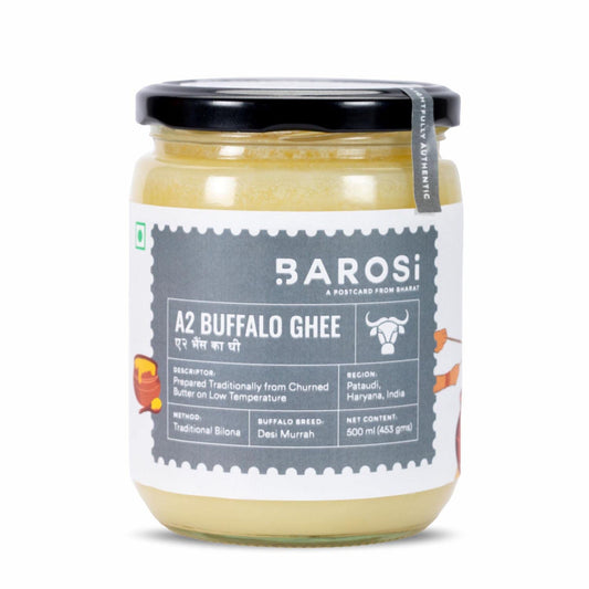 Barosi Premium Buffalo Ghee | Vedic Bilona Method | Churned From Curd | Pure & Natural | Farm Made In Small Batches | Glass Jar Packing