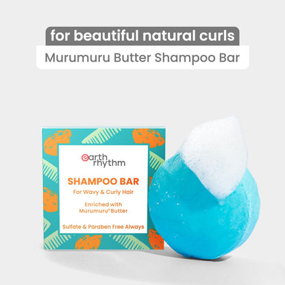 Earth Rhythm Murumuru Butter Shampoo Bar for Dry, Frizzy and Curly Hair, with Vitamin E | Deep Conditions, Softens & Maintains Growth | Sulphate & Paraben Free | Men & Women - 80gm (Cardboard)