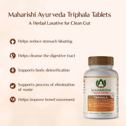 Zephivo Maharishi Ayurveda Triphala Tablets 1000mg | Supports Healthy Digestion | Improves Bowel Wellness| Relieves Constipation | Pure Herbs Used |100% Ayurvedic
