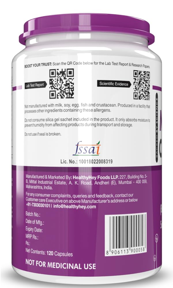 Zephivo HealthyHey Nutrition Magnesium Citrate-120 Vegetable Capsules
