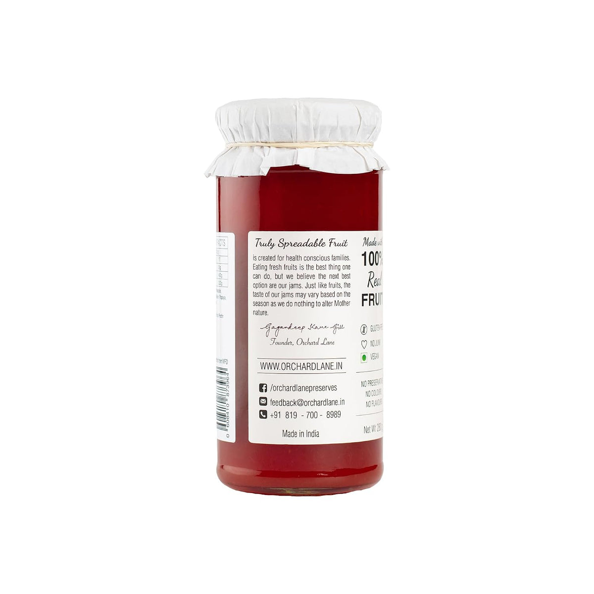 Orchard Lane Low Sugar Mixed Fruit Jam - 81% fruit- No preservatives or colours, only 7 calories per teaspoon | Nutritious spread FOR ALL AGES | Non-fattening jam- 280 grams