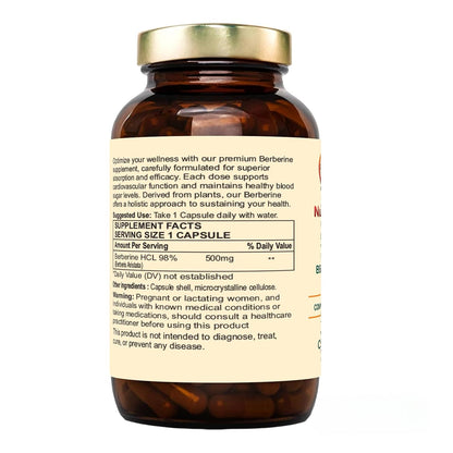 Nutraliebe Berberine Extract 98% from Berberis Aristata Stem - Premium Supplement, Non-GMO, 90 Capsules