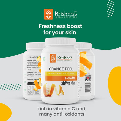 Krishna's Orange Peel Powder - 100 g | Preservative Free | Pure Natural & Organic For face Pack |Vitamin C, Natural Skin Cleanse